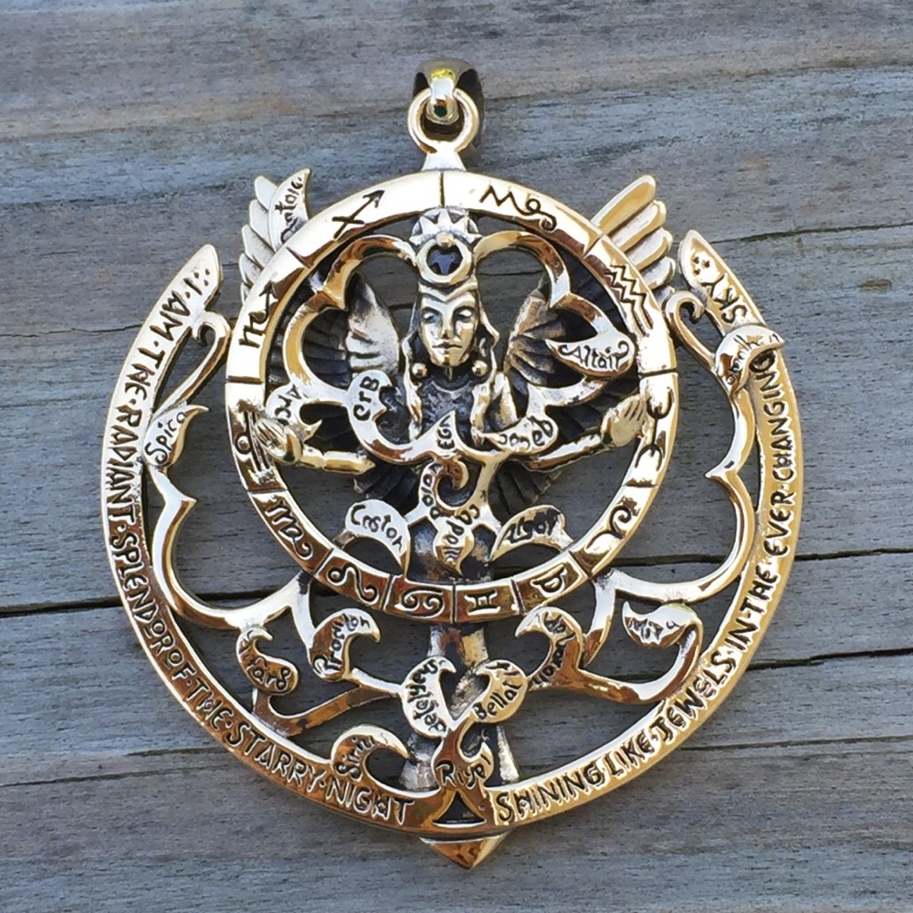 Large Inanna Ishtar Queen of Heaven Venus Pendant Astrolabe Bronze pendant